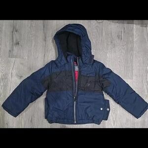 Nautica  Boys Full Zip Hooded Jacket Size 5/6 Navy Blue Black Water Resistant